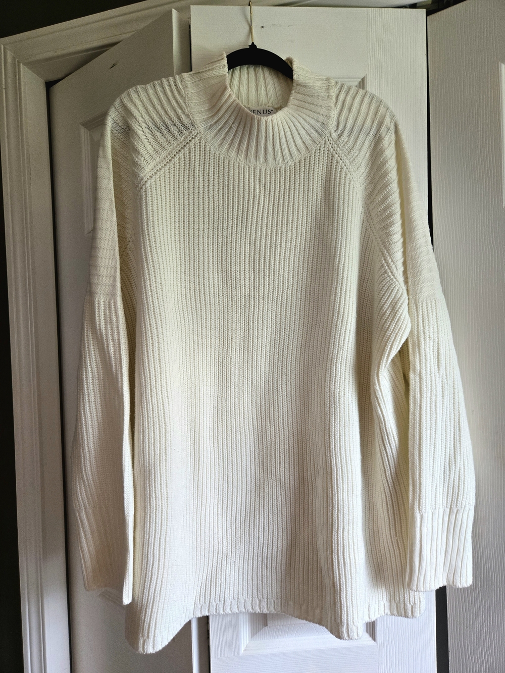 VENUS Cream Ribbed Mock Neck Sweater 3X